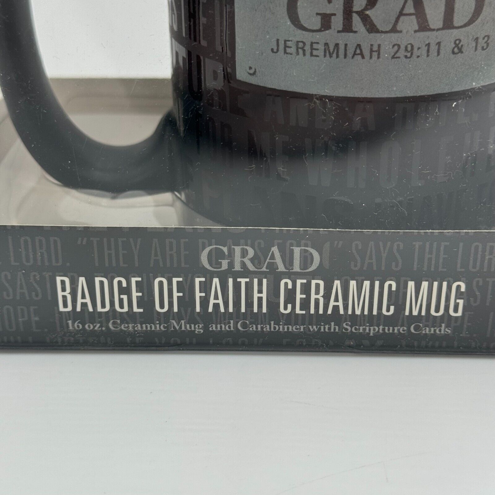 Graduation Gift Grad Badge Faith 16oz Ceramic Mug Dishwasher Microwave Safe NIB