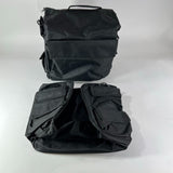2 Zippered Hook & Loop Carrying Cases Foldable Storage Bags Pockets Black