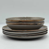 6 pc Set Dash of That Gray Ceramic Stoneware 4 11" Dinner Plates 2 9" Pasta Bowl