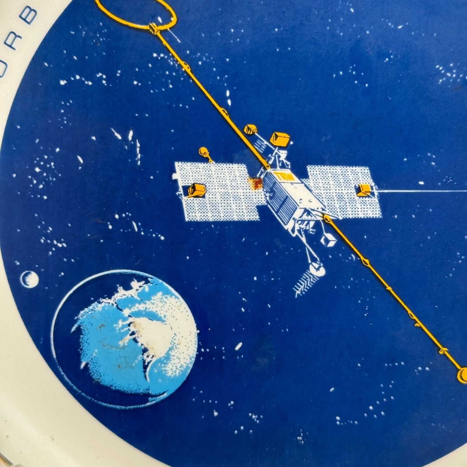 Ashtray 7in Ceramic Orbiting Geophysical Observatory Space Station Earth Stars