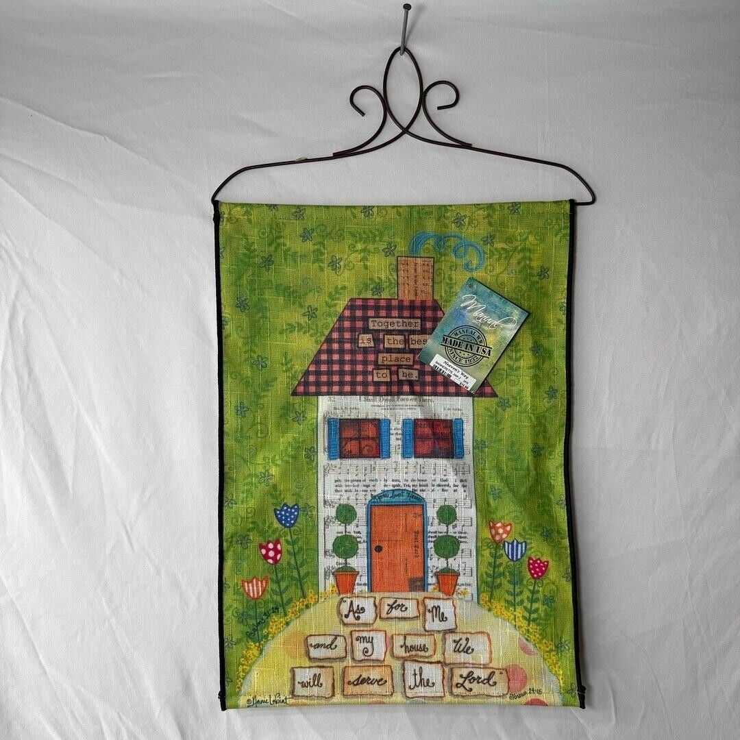 Bannerette Me & My House Serve Lord Home Together Green Hanging Cloth NWT 13x18"