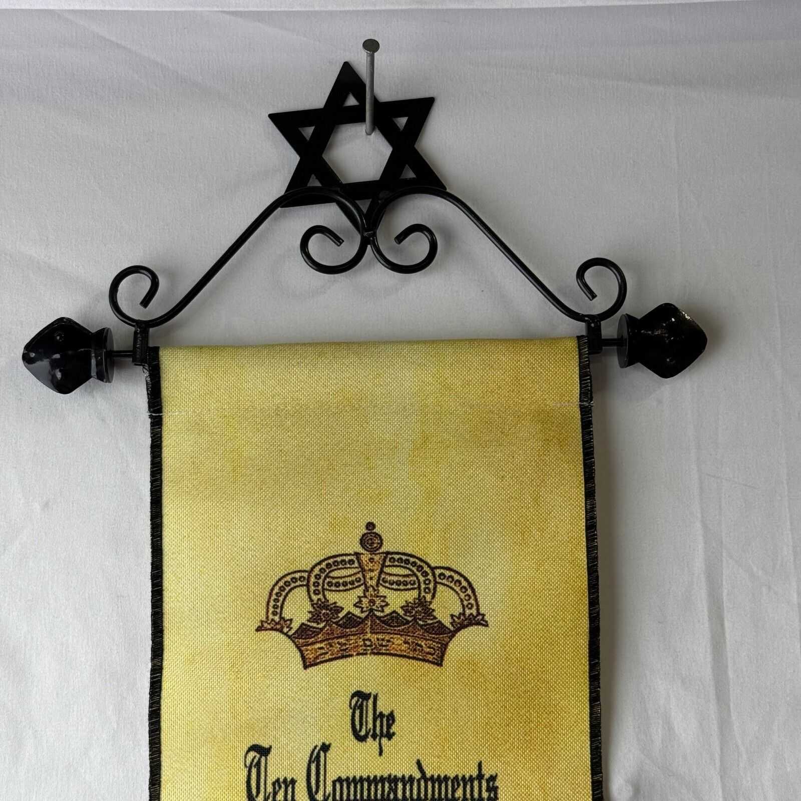 Bell Pull 7x35in Bannerette 10 Commandments Wall Hang Yellow Crown Christian