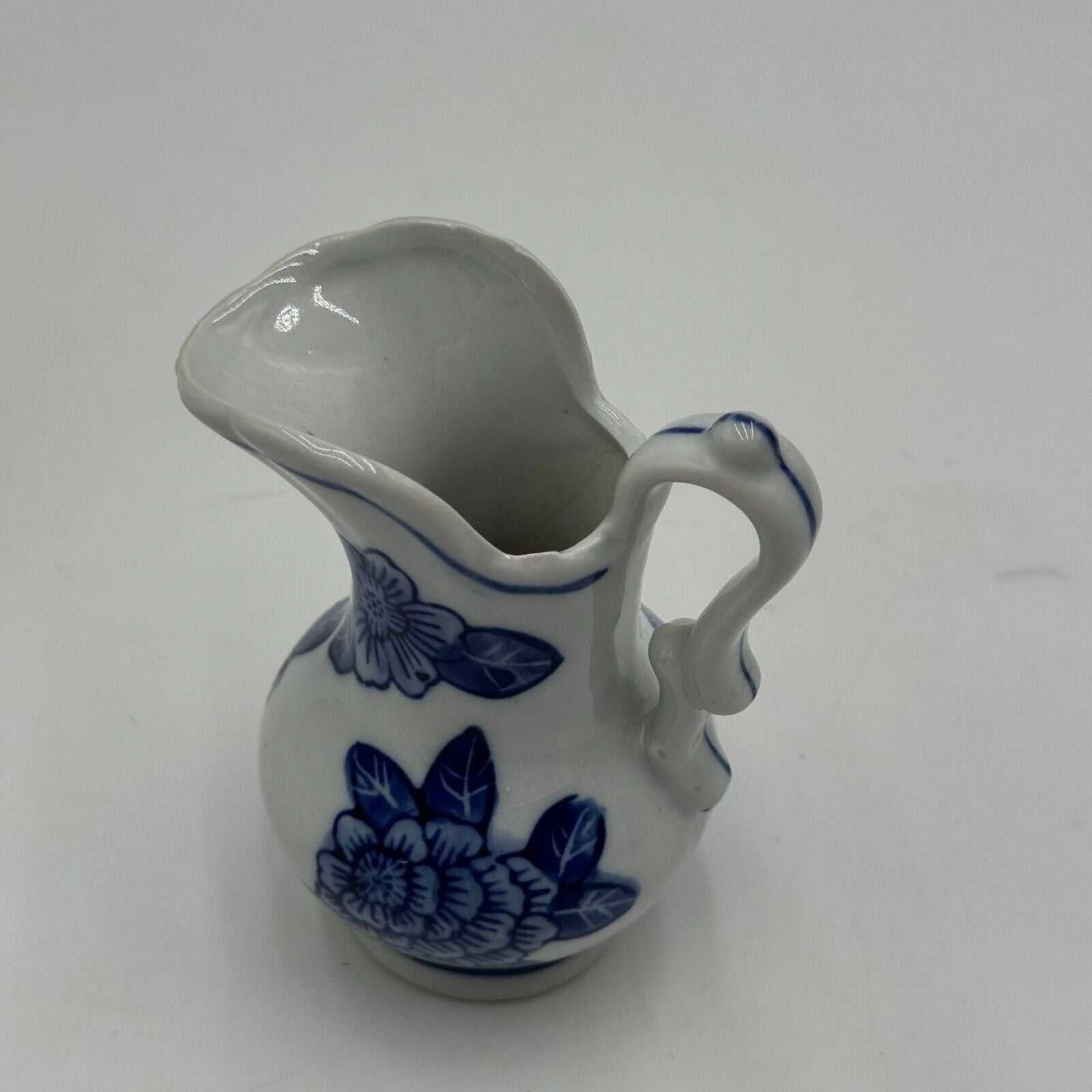 Bella Casa by Ganz Mini Vase Pitcher Blue White Floral 4”