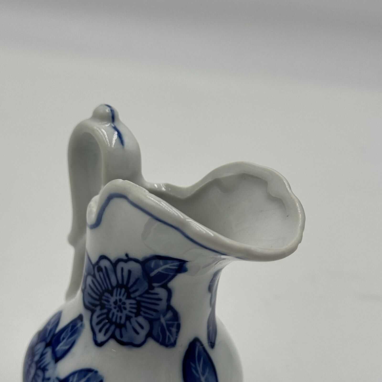 Bella Casa by Ganz Mini Vase Pitcher Blue White Floral 4”