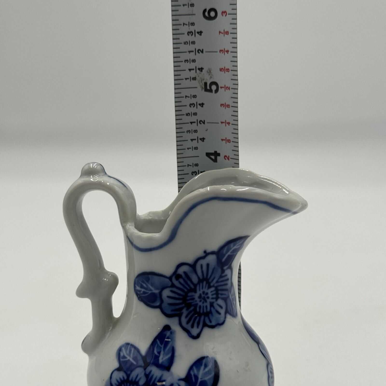 Bella Casa by Ganz Mini Vase Pitcher Blue White Floral 4”