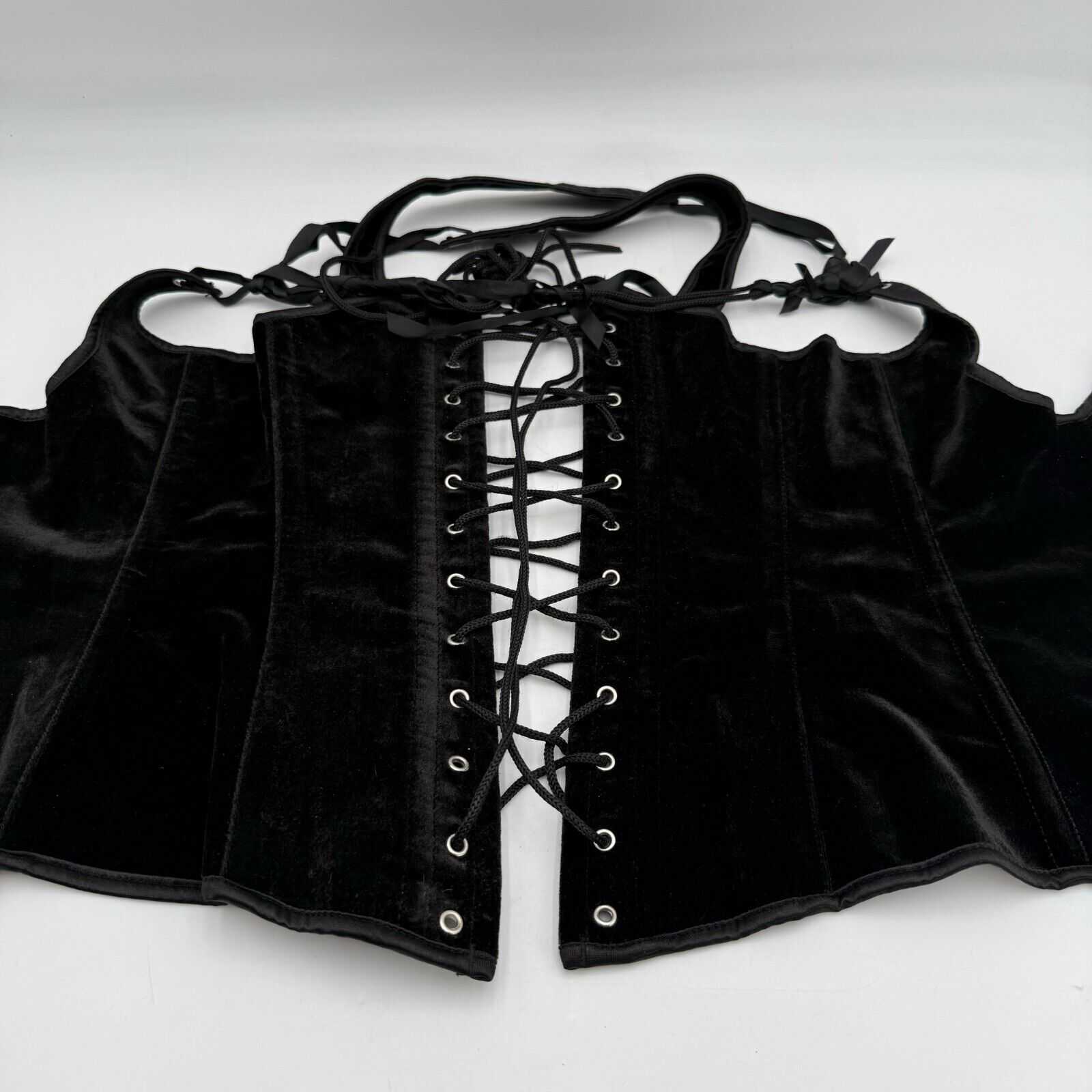 Black Waist Trainer Corset Lace Up Tie Adjustable Arm Straps 6 Hook 16 x 30 inch