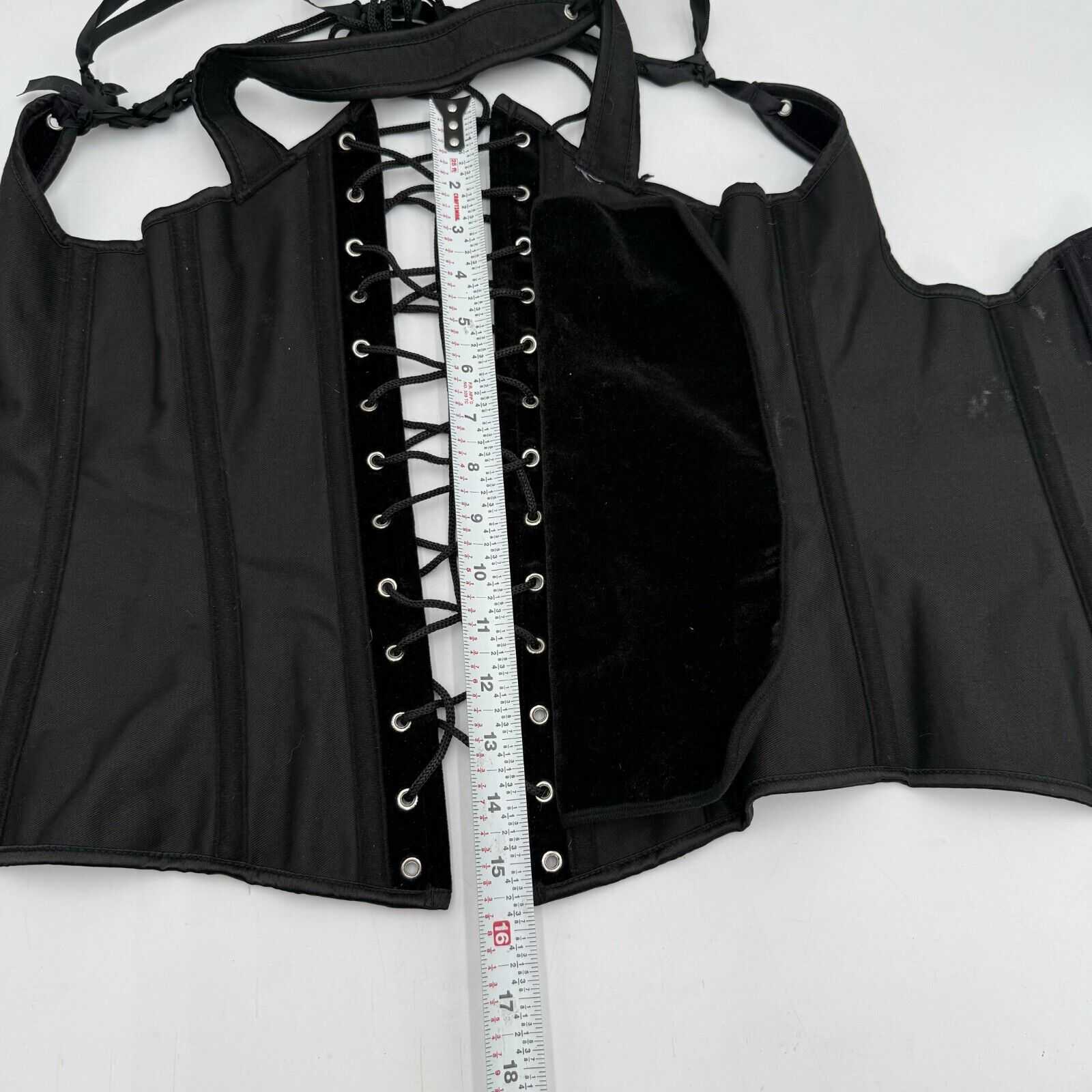 Black Waist Trainer Corset Lace Up Tie Adjustable Arm Straps 6 Hook 16 x 30 inch