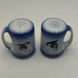 Blue Ocean Orca Salt & Pepper Shaker Signed C HOOTON Hand Painted Killer Whales