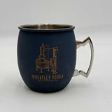 Buffalo Trace Moscow Mule Wheatley Vodka Aluminum Mugs Handle 16 oz Navy Blue