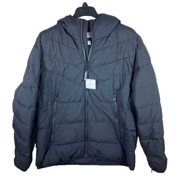 Calvin Klein Men's Sherpa Lined Hooded Chevron Puffer Jacket Stretch Blue Size L