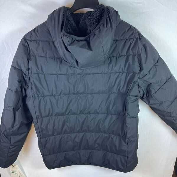 Calvin Klein Men's Sherpa Lined Hooded Chevron Puffer Jacket Stretch Blue Size L