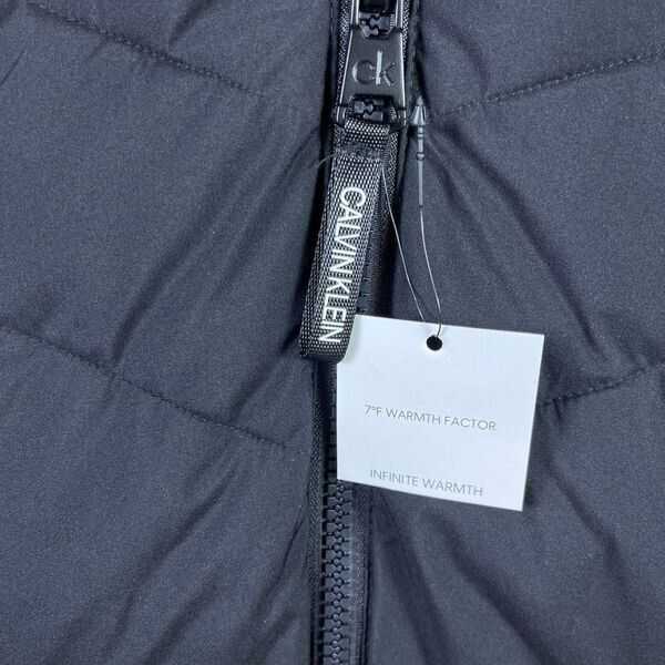 Calvin Klein Men's Sherpa Lined Hooded Chevron Puffer Jacket Stretch Blue Size L