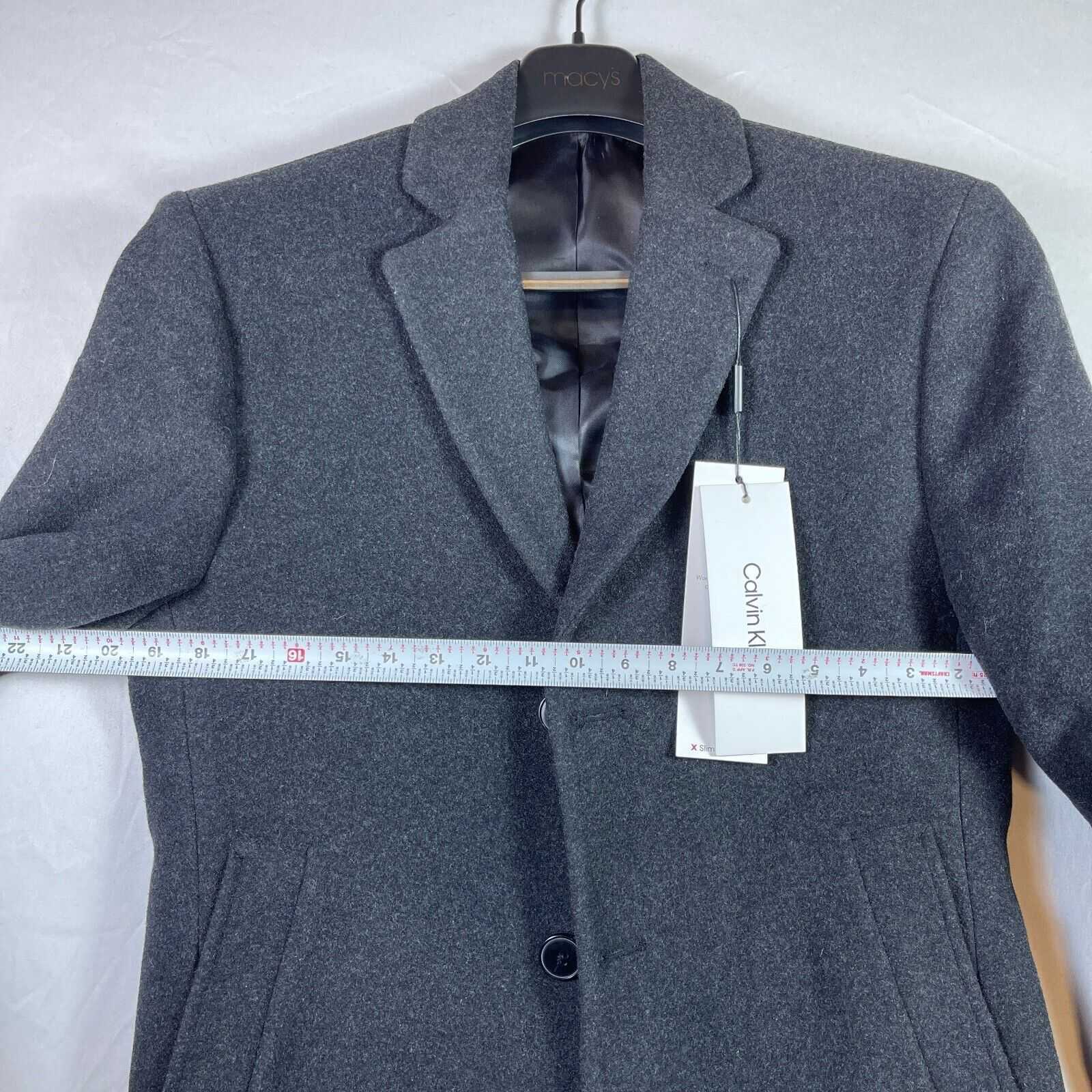 Calvin Klein Prosper Men's Classic Fit Long Sleeve Overcoat Charcoal Size 36S