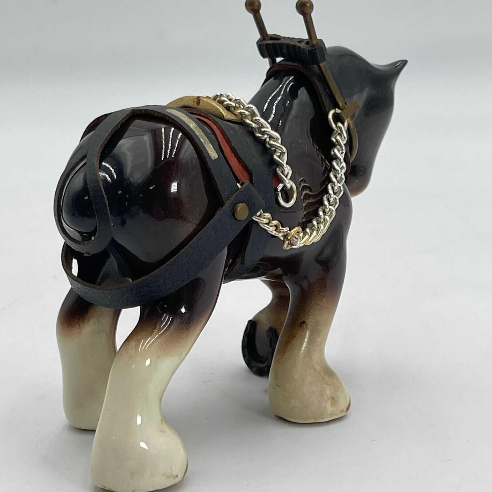 Ceramic Clydesdale Figurine Horse Blinders Harness With Bridle Collectible Decor