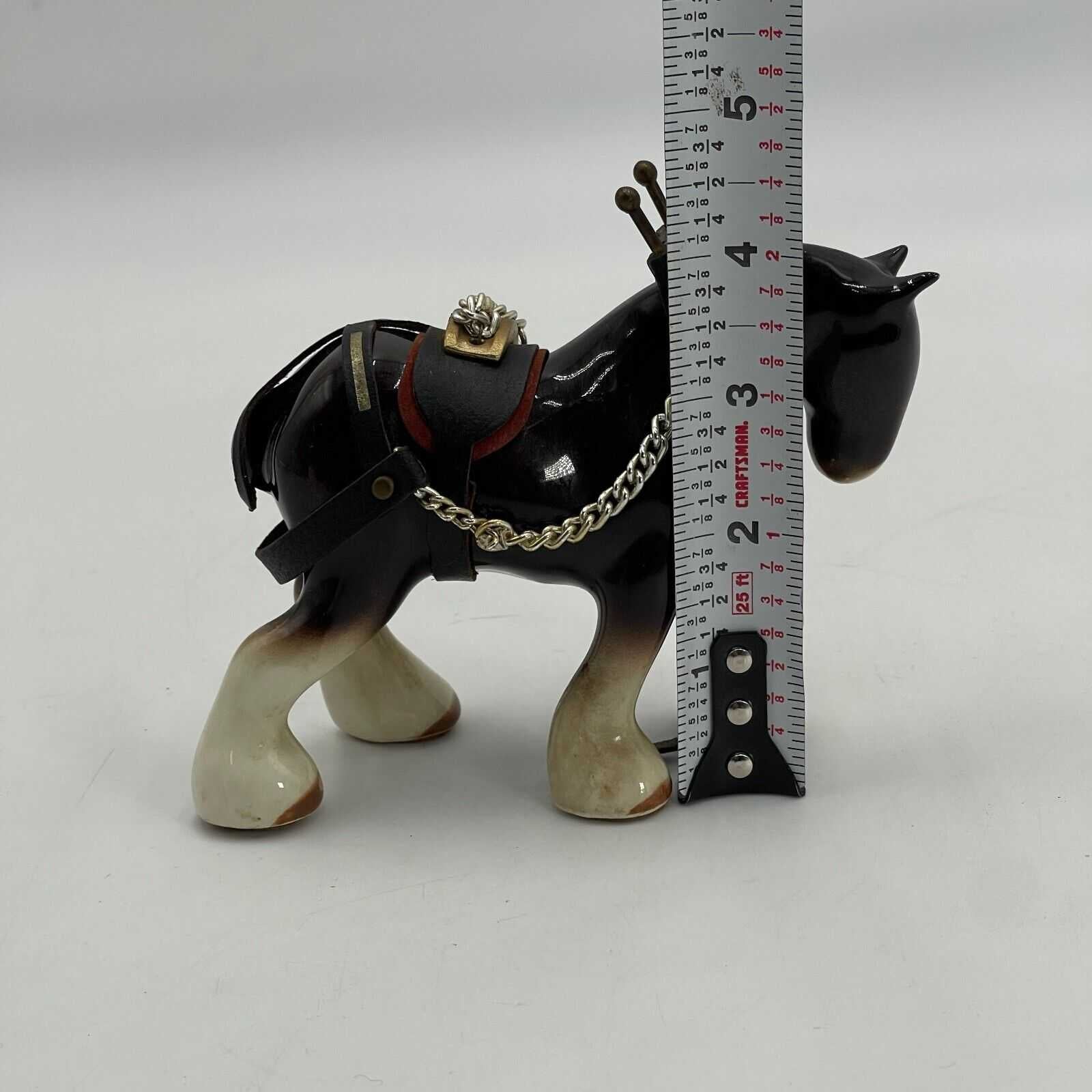 Ceramic Clydesdale Figurine Horse Blinders Harness With Bridle Collectible Decor