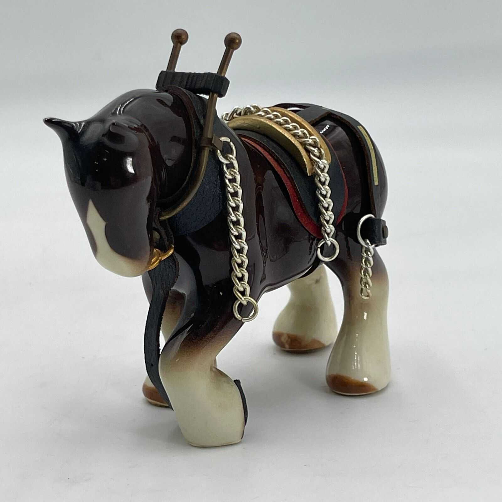 Ceramic Clydesdale Figurine Horse Blinders Harness With Bridle Collectible Decor