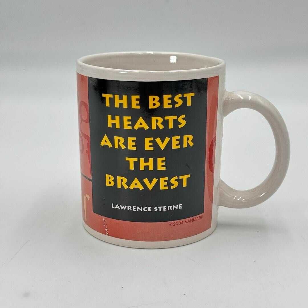 Ceramic Mug Firefighter Hero Bravery Compassion Courage Best Hearts White Red