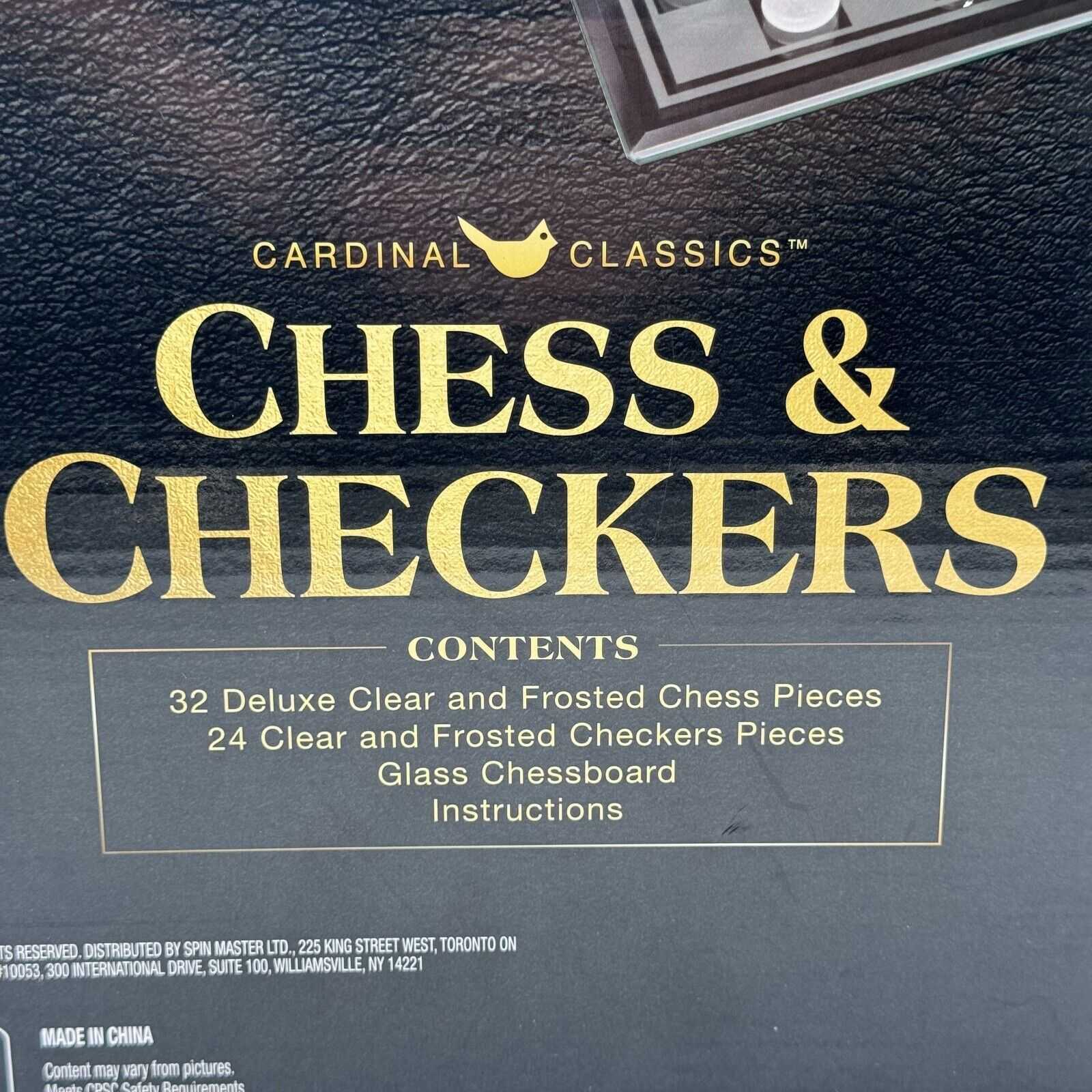 Classic CHESS & Checkers With GLASS Board Clear And Frosted Pieces NEW Game Set