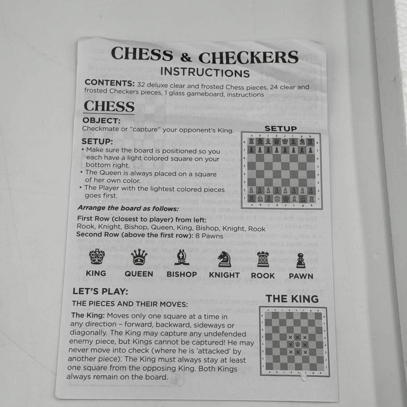 Classic CHESS & Checkers With GLASS Board Clear And Frosted Pieces NEW Game Set