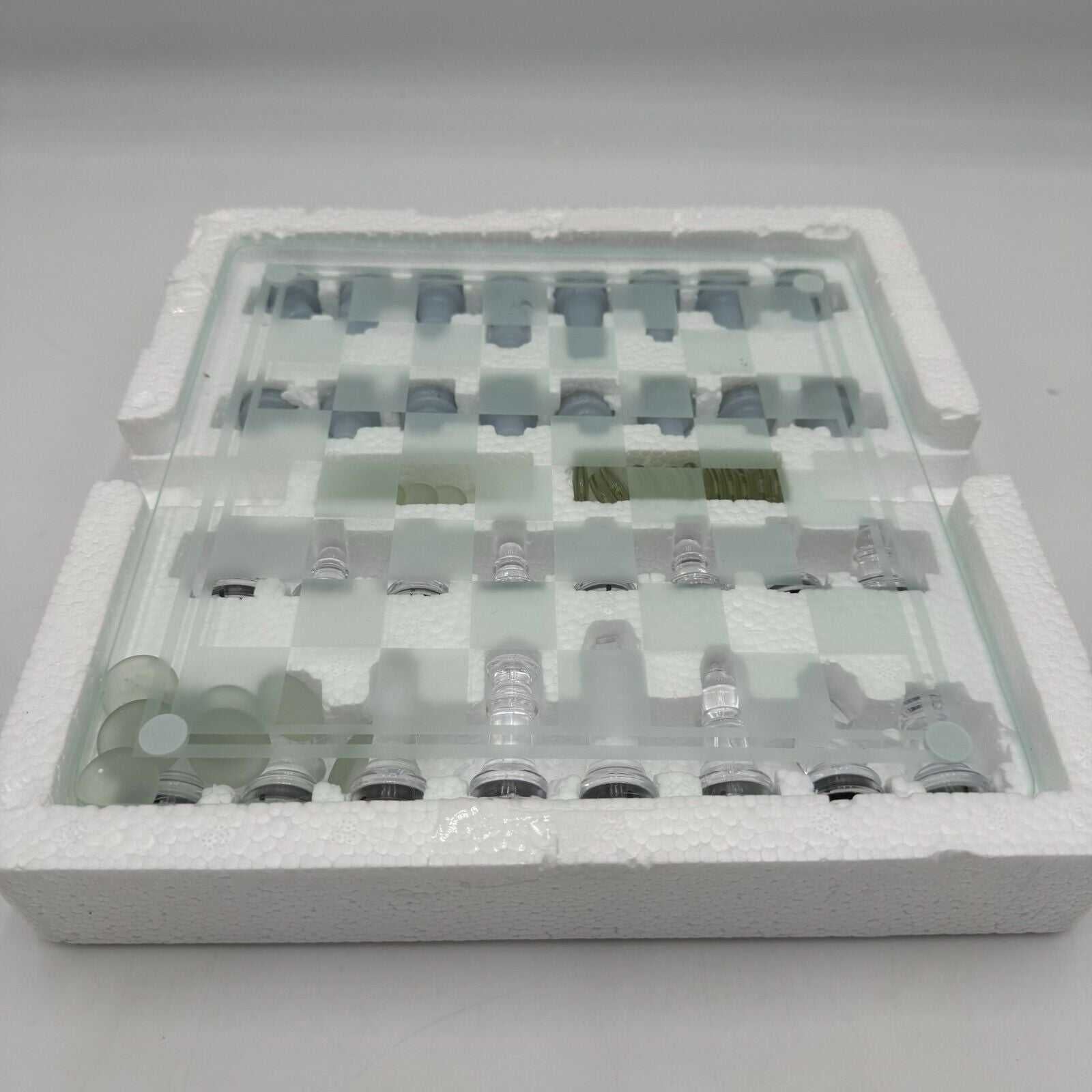 Classic CHESS & Checkers With GLASS Board Clear And Frosted Pieces NEW Game Set