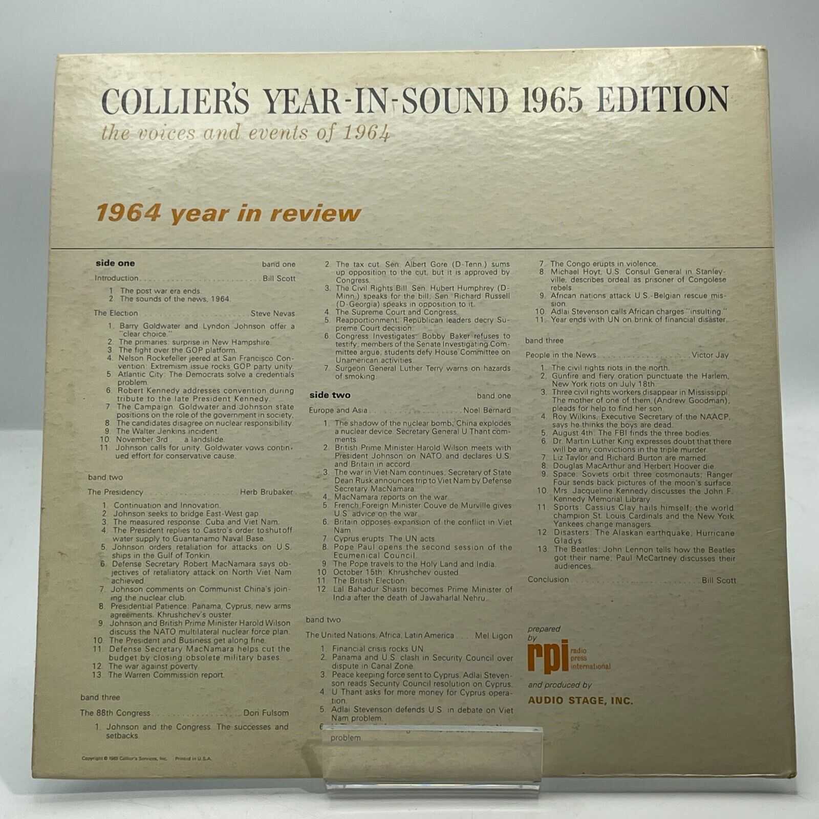 Collier's Encyclopedia: 1965 Edition Year-In-Sound - VINYL RECORD LP