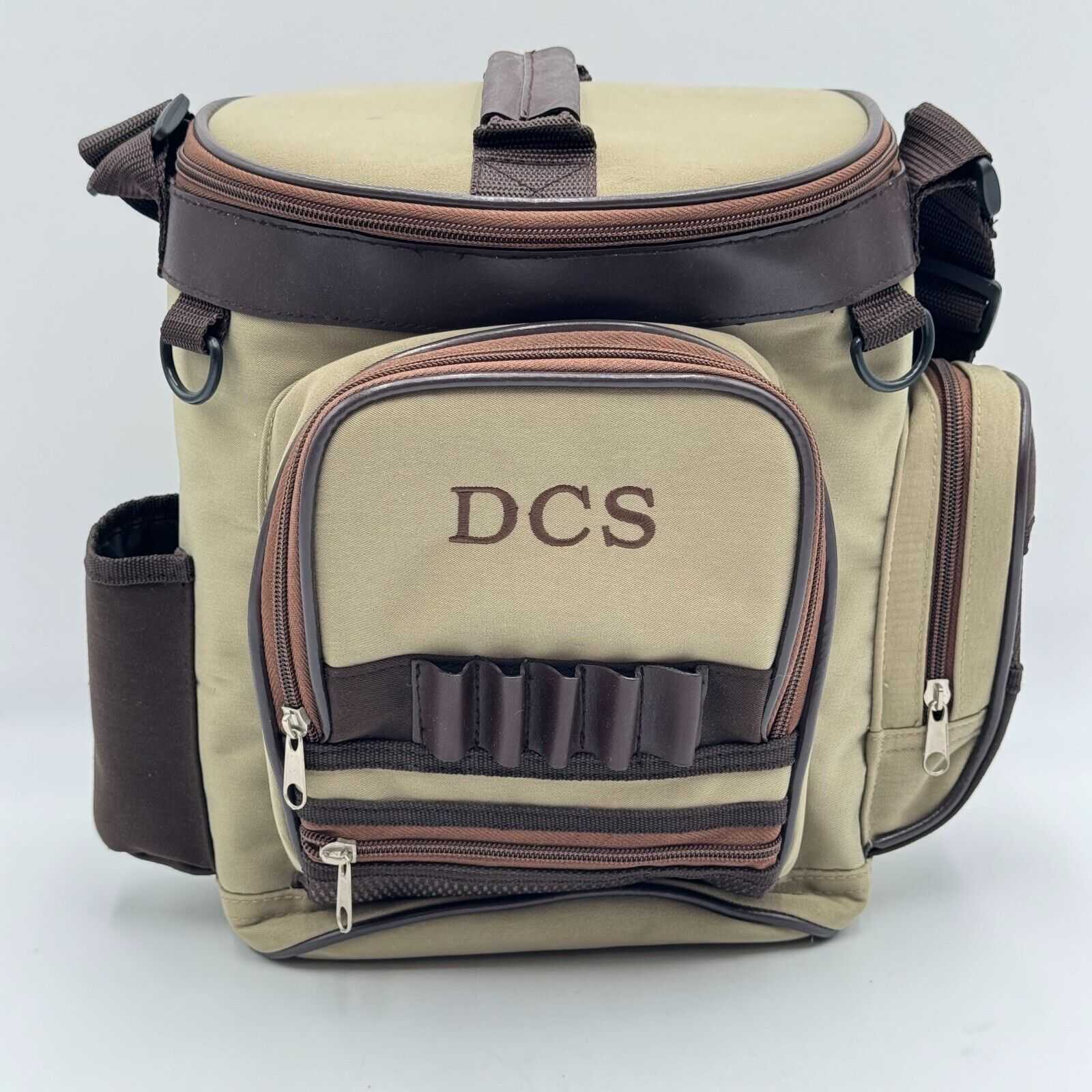 DCS Tactical Hunting Ammo Supply Bag Tan Brown 4 Zip Pocket Bottle Pouch 12x12x6