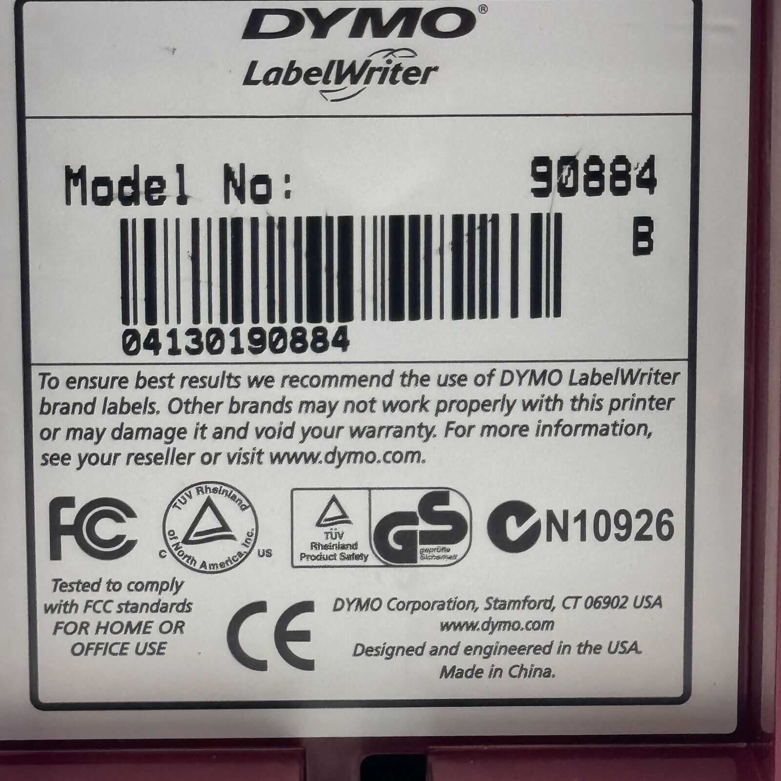 DYMO LabelWriter Turbo 330 Model 90884 Thermal Printer AC Power Adapter Label/CD