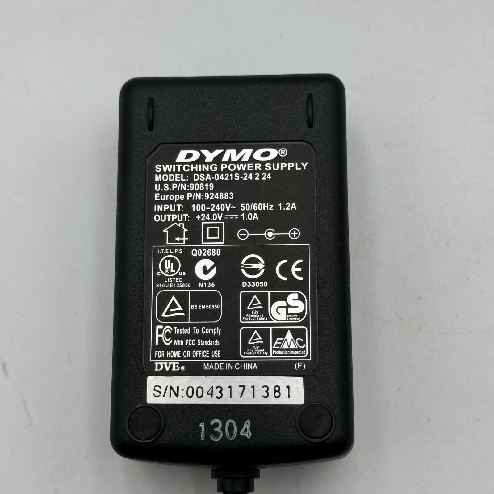 DYMO LabelWriter Turbo 330 Model 90884 Thermal Printer AC Power Adapter Label/CD