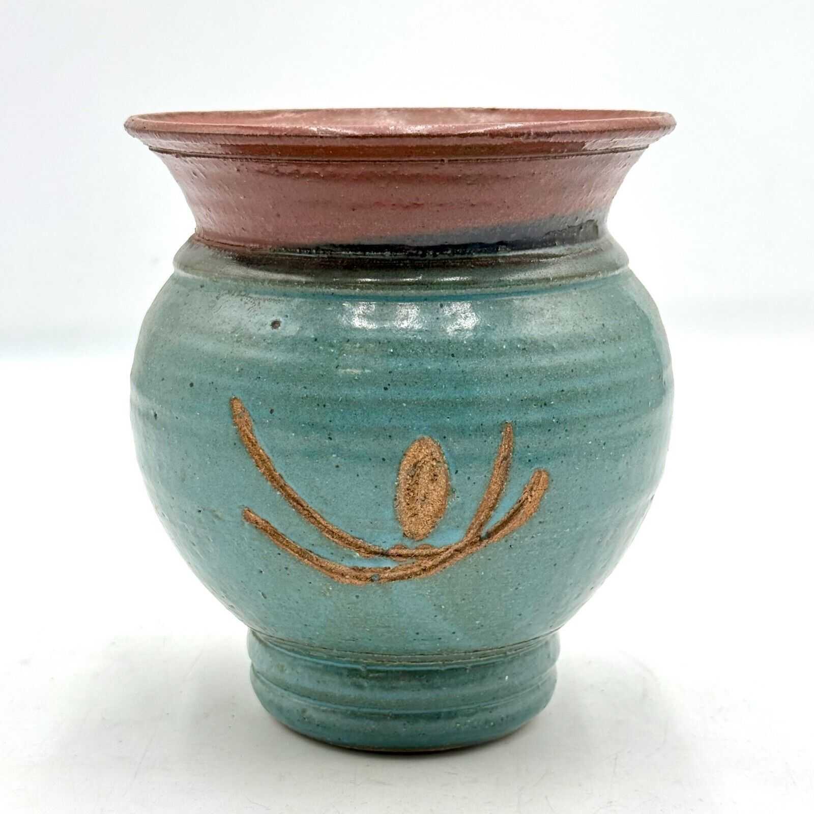 Decorative Ceramic Planting Pot Flower Vase Robbin’s Egg Blue Brown 7" Tall