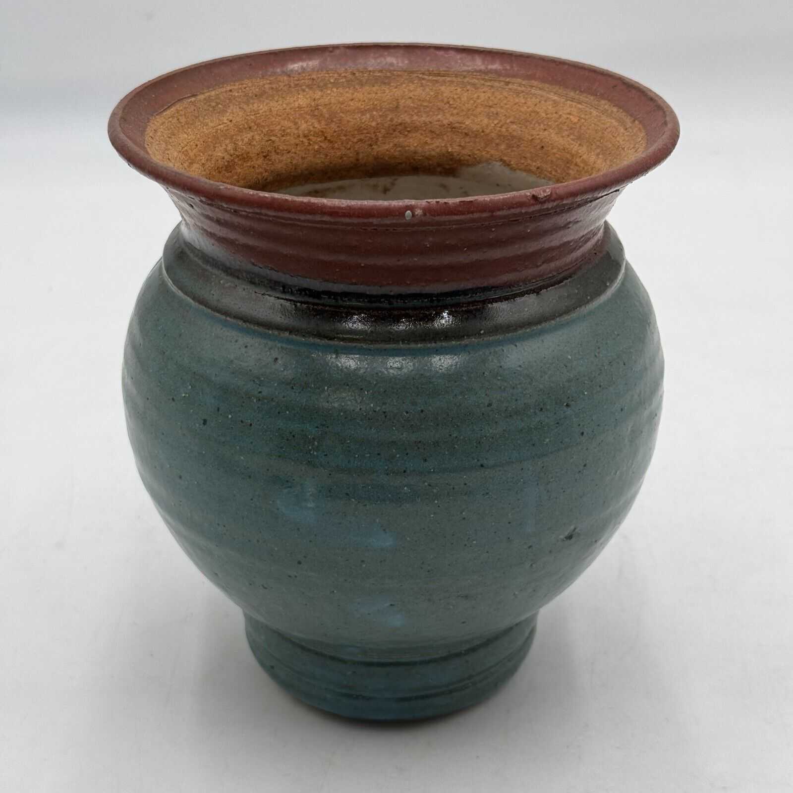 Decorative Ceramic Planting Pot Flower Vase Robbin’s Egg Blue Brown 7" Tall