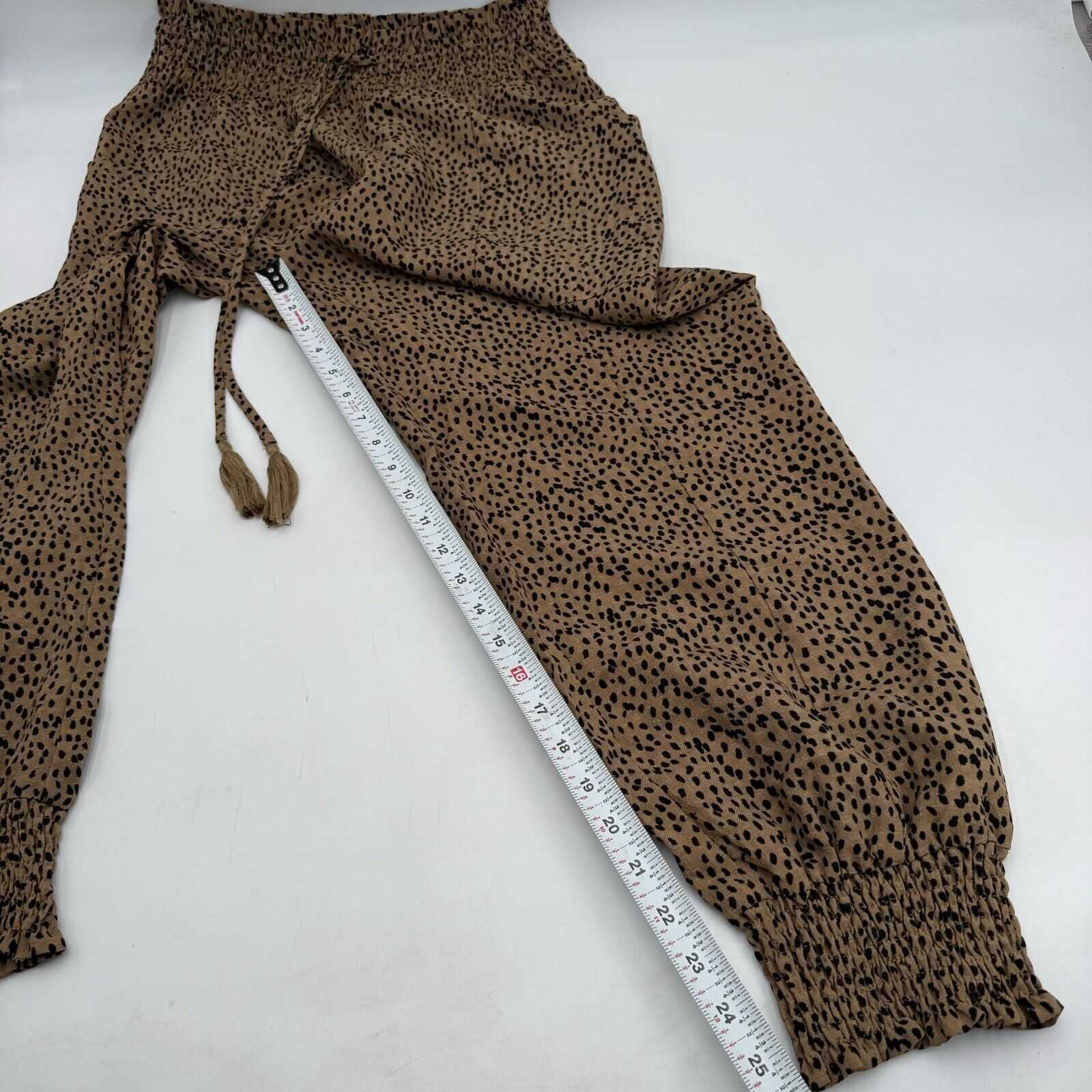 Easel Loungewear Tan Black Polka Dot Spotted Flowy Pants Women’s Size M Medium