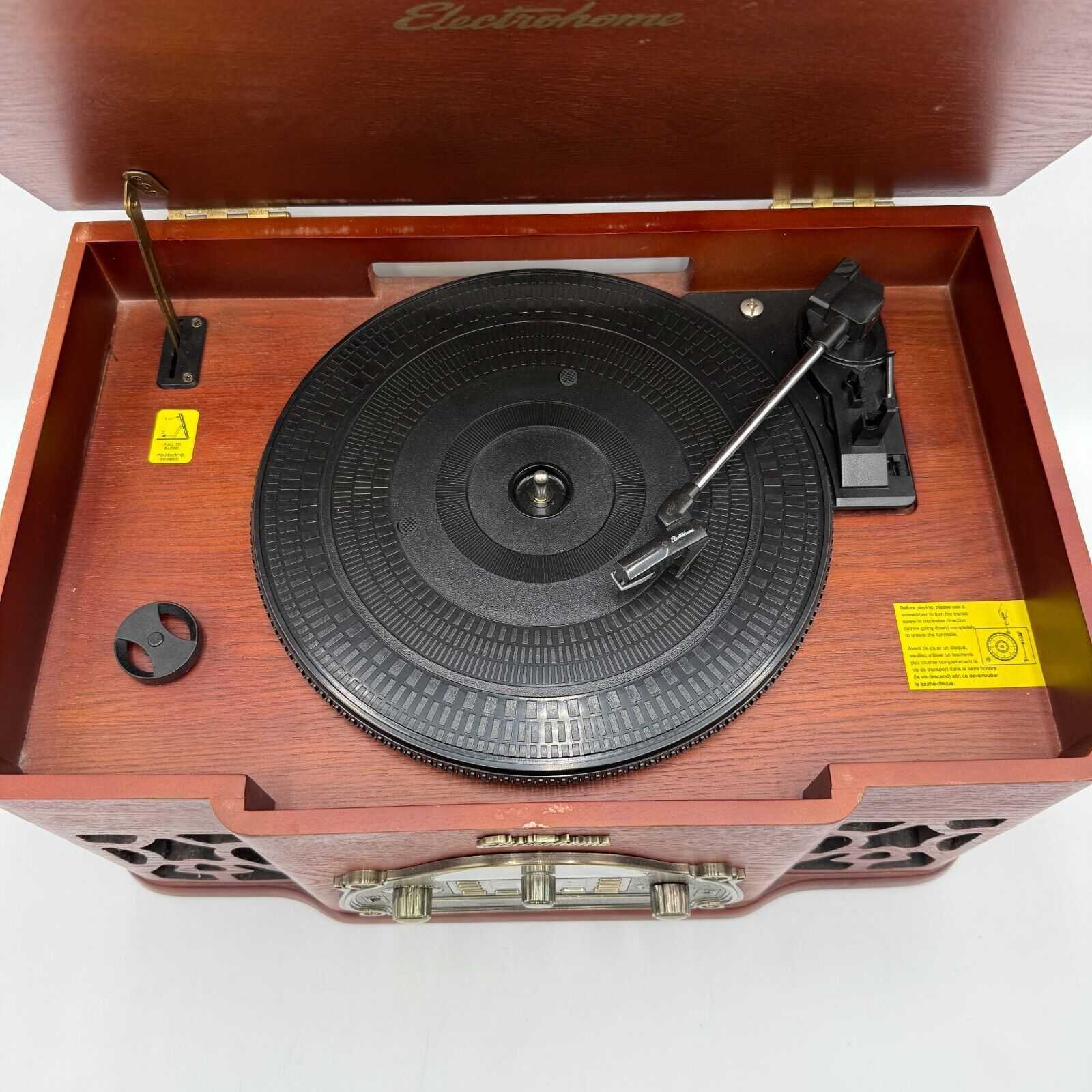 Electrohome Retro Record Player Turntable CD Aux Radio Tested Works - Read Desc