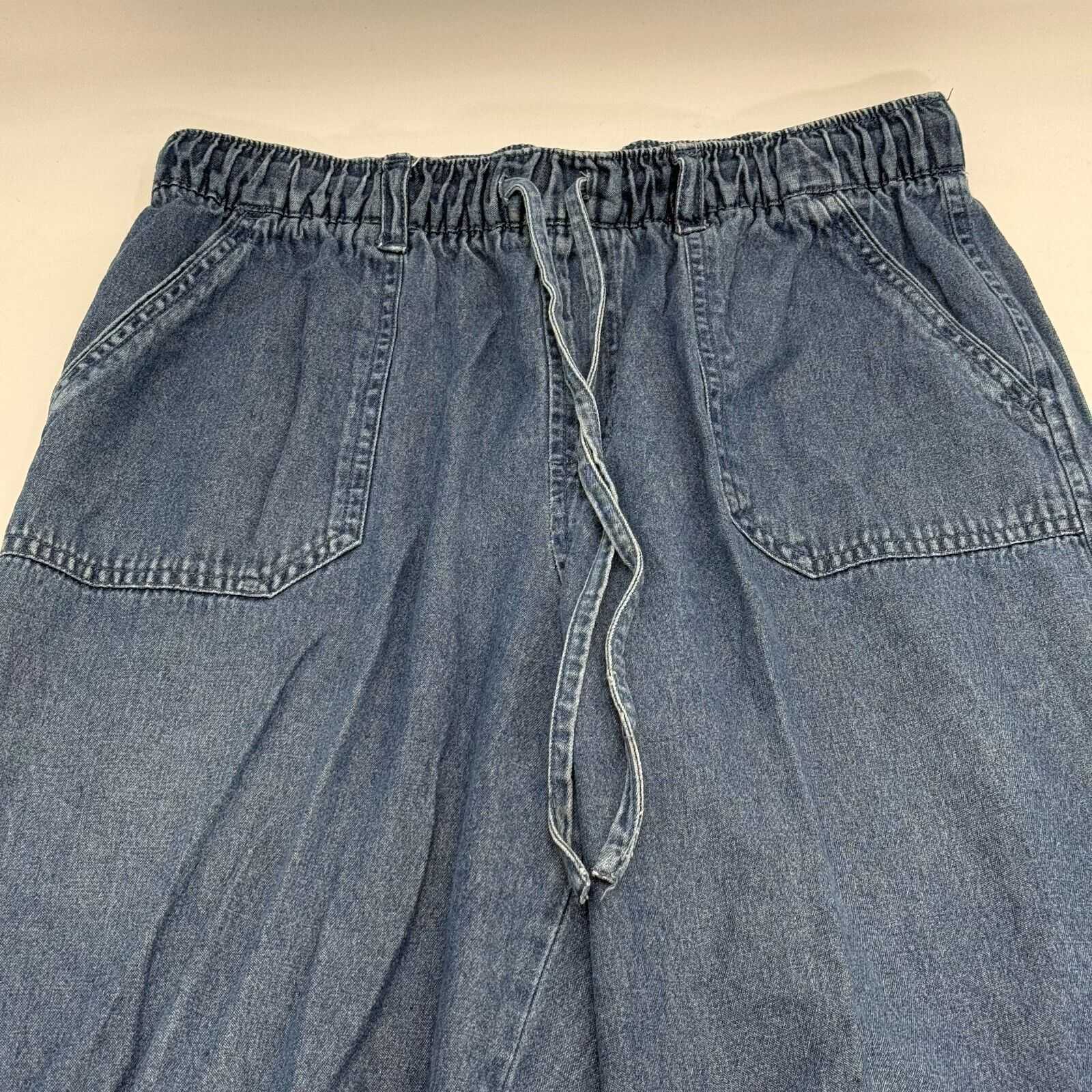 Erika Denin Blue Jean Capri Pants Drawstring Stretch Women’s Size Missy Medium M