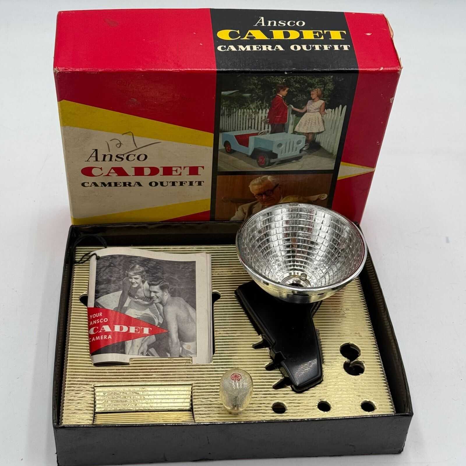 Flash & Bulb ONLY - Vintage Retro Classic Ansco CADET Camera Box & Manual Kit