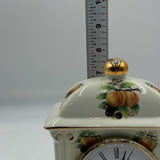 Formalities Baum Bros 8" Ceramic Mantle Clock Fruit Gold Accent Quartz Cathedral