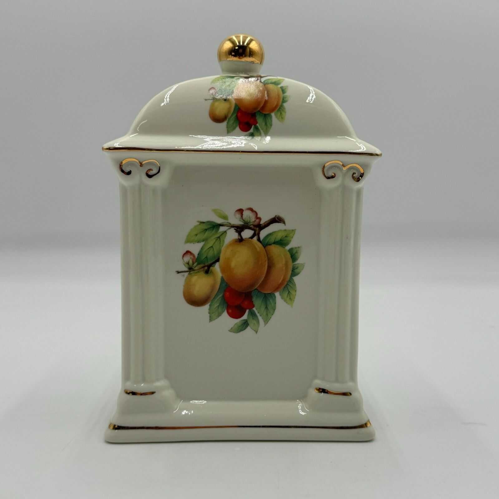 Formalities Baum Bros 8" Ceramic Mantle Clock Fruit Gold Accent Quartz Cathedral