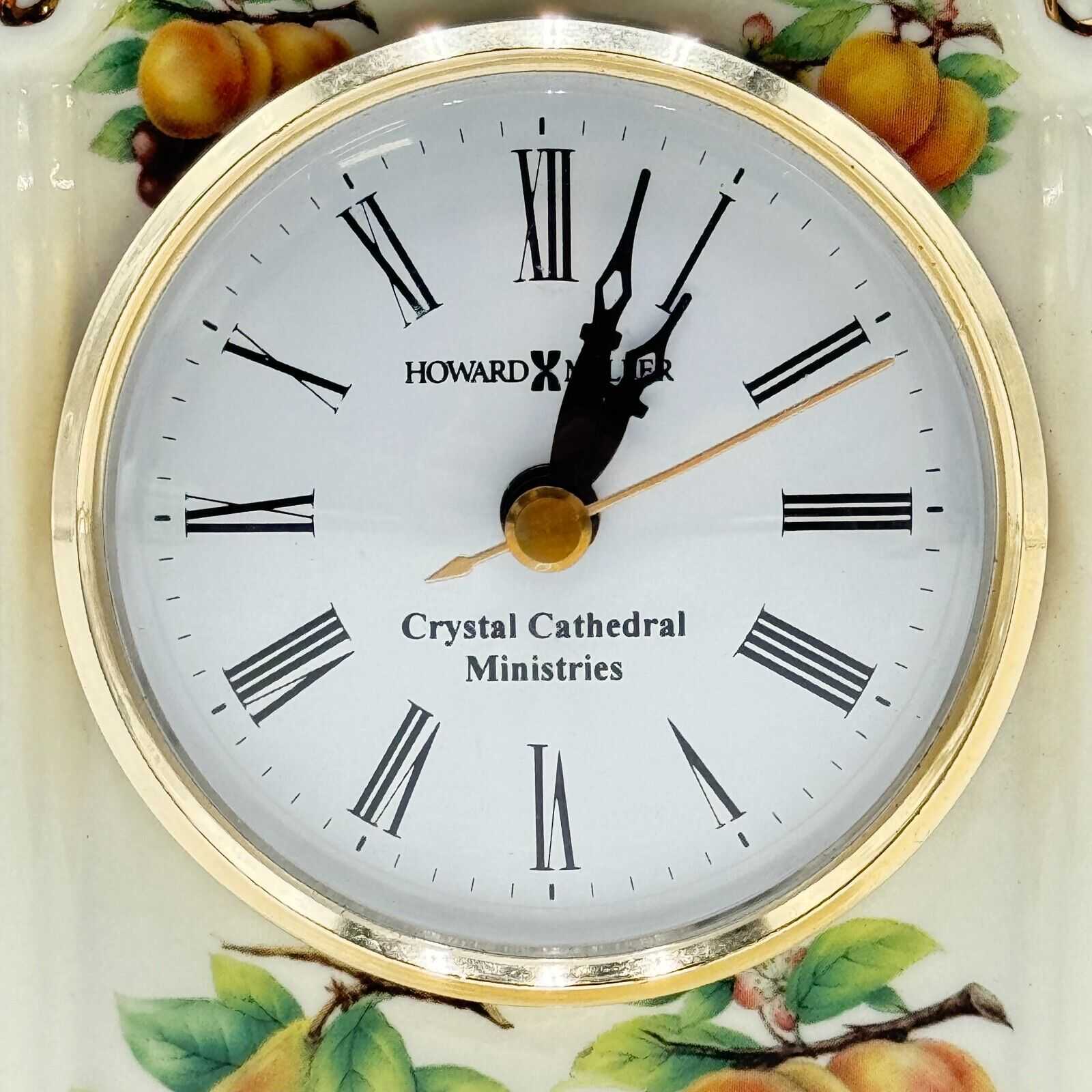 Formalities Baum Bros 8" Ceramic Mantle Clock Fruit Gold Accent Quartz Cathedral