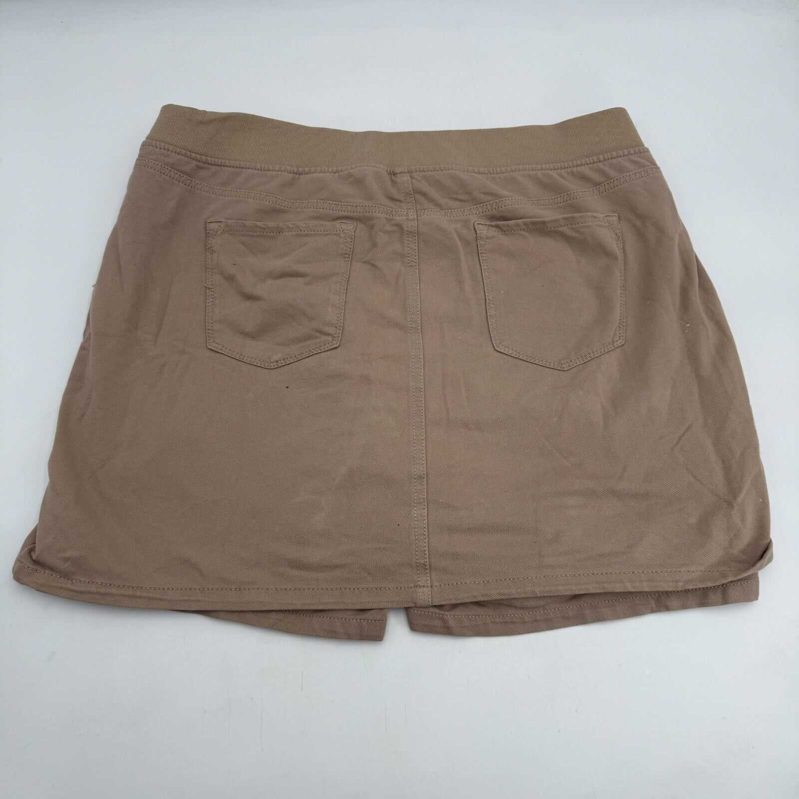 Gloria Vanderbilt Tan Beige Skirt Fold Over Flap Skort Shorts Pockets Size 16