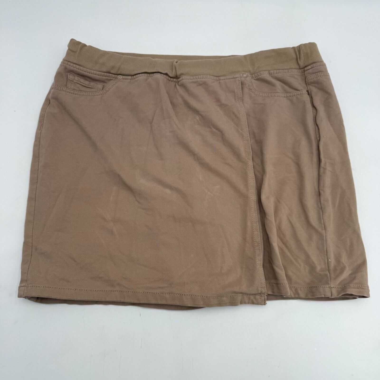 Gloria Vanderbilt Tan Beige Skirt Fold Over Flap Skort Shorts Pockets Size 16