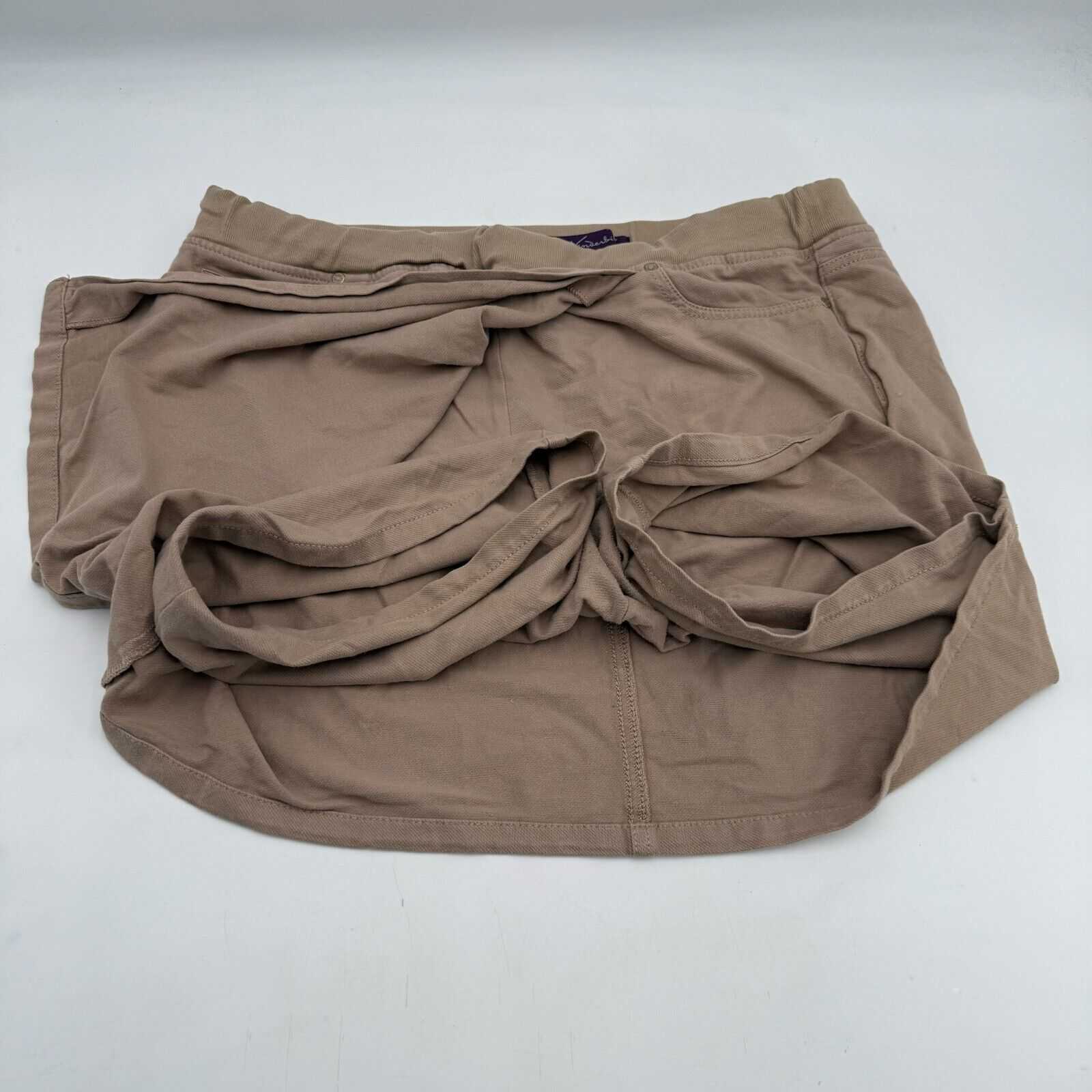 Gloria Vanderbilt Tan Beige Skirt Fold Over Flap Skort Shorts Pockets Size 16