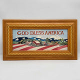 God Bless Ameria 8x22 Print Farmland Flag Art Red White Blue Christian Patriotic