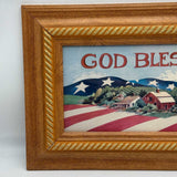 God Bless Ameria 8x22 Print Farmland Flag Art Red White Blue Christian Patriotic