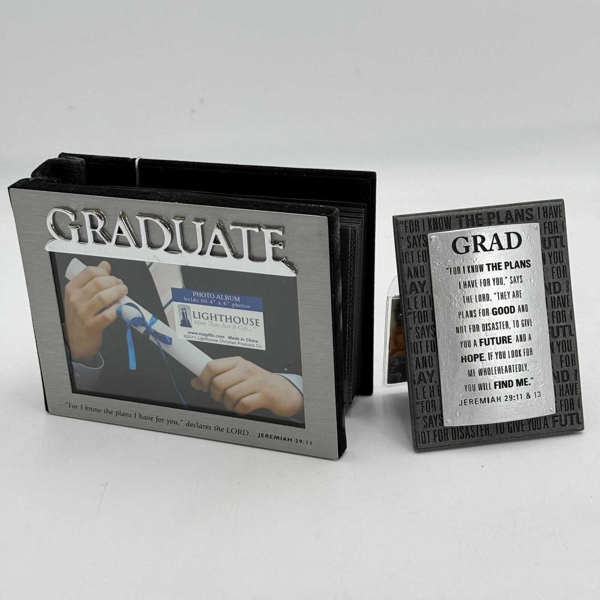 Grad Gift Graduate Faith Badge Plaque and 4x6 Photo Album Christian Graduation