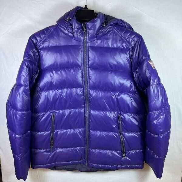 Guess Men's Nylon Insulated Quilted Puffer Jacket Basic Purple Winter Size XL