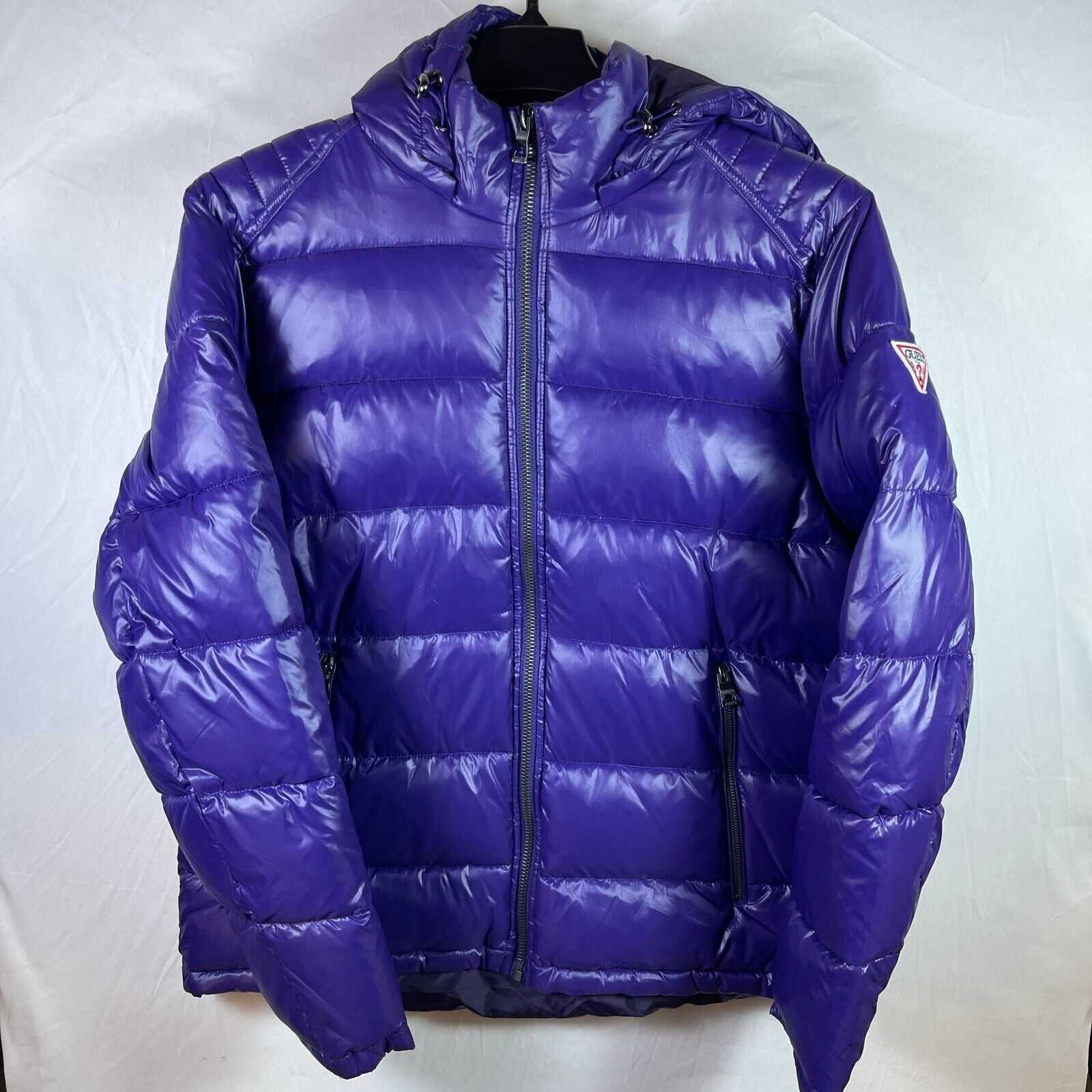 Guess Men's Nylon Insulated Quilted Puffer Jacket Basic Purple Winter Size XL