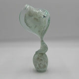 Hand Blown 10in Glass Art Sculpture Green Wave Flame Round Hollow Base Unique