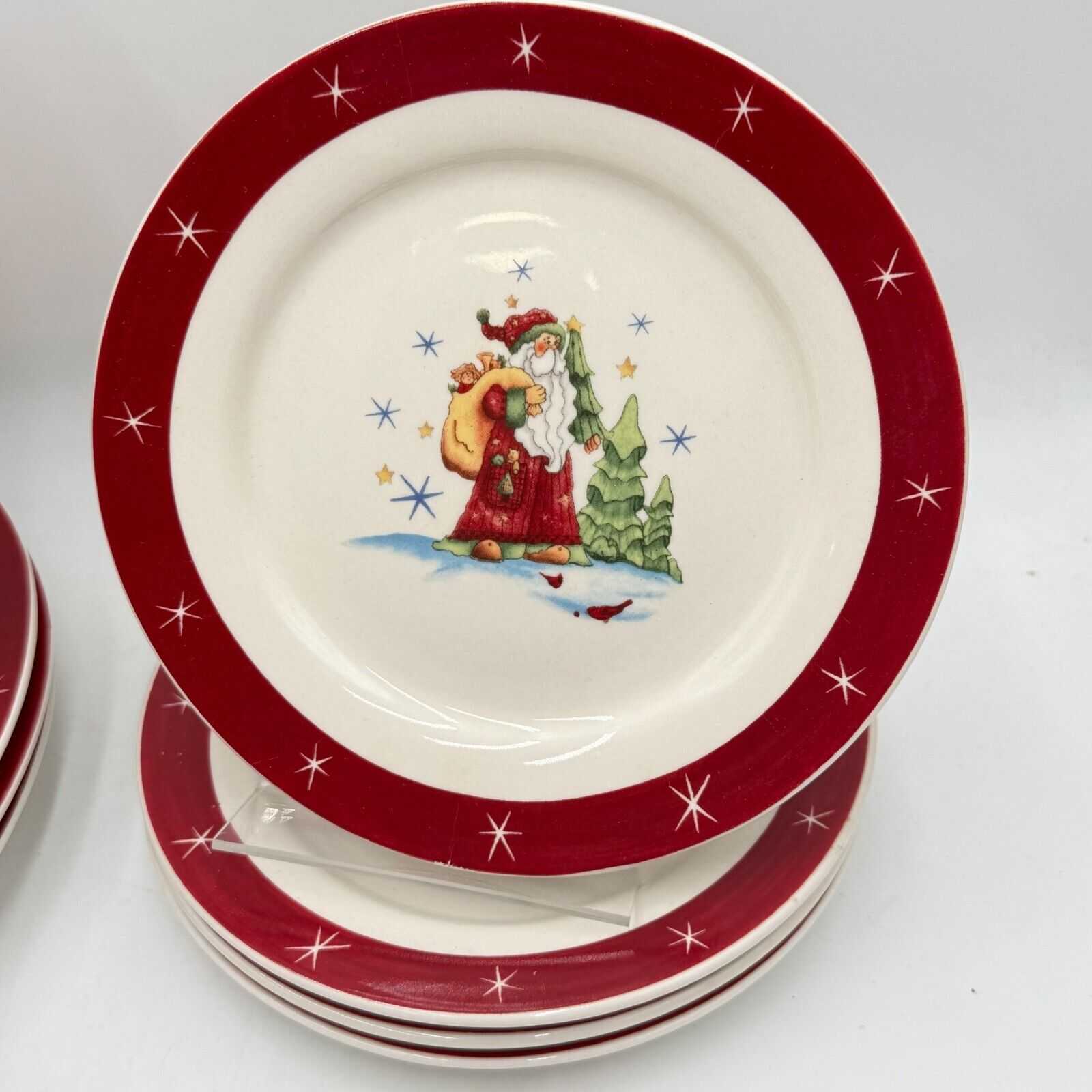 Holiday 16 Piece Dinnerware Set Serves 4 Winter Santa Cups Bowl Plates Christmas