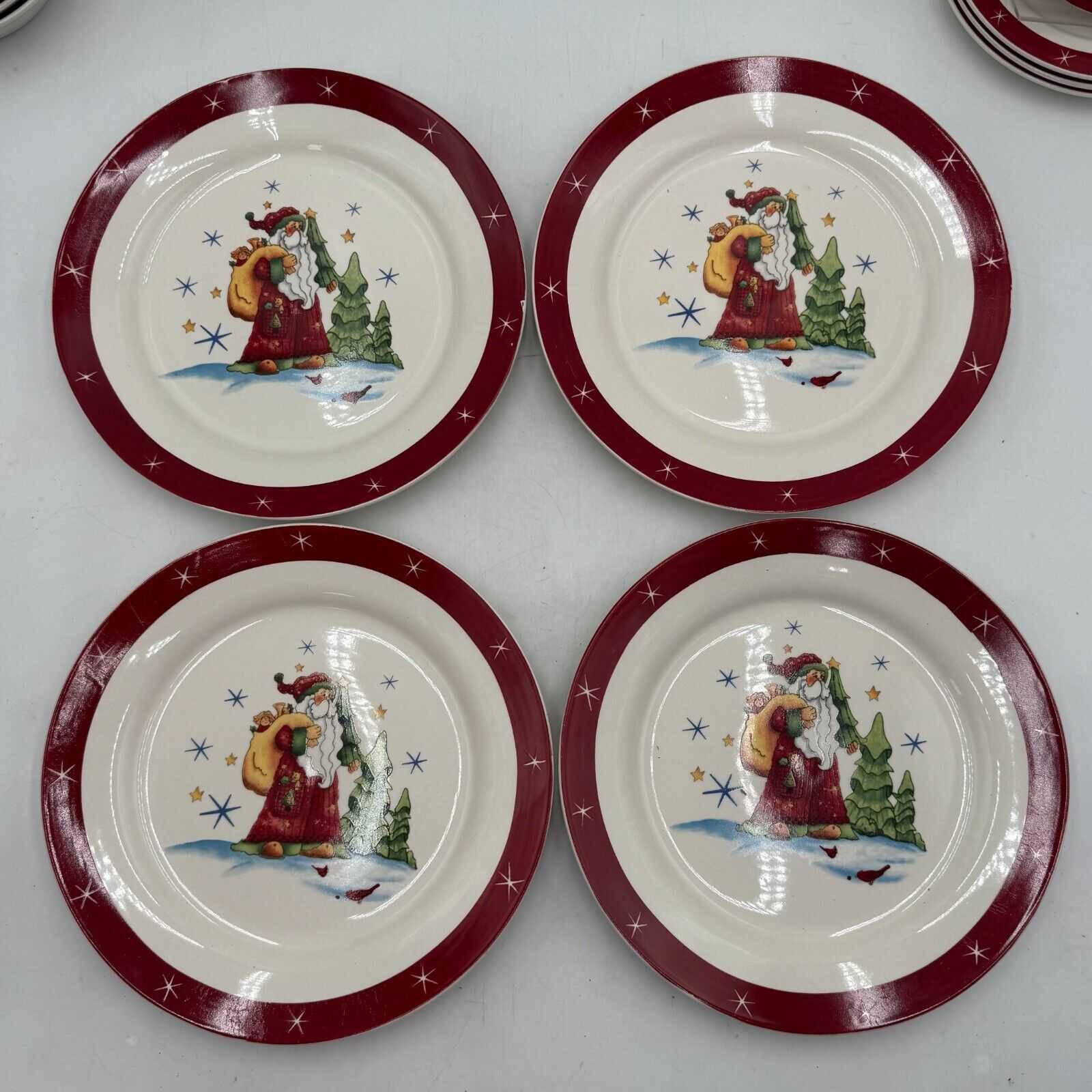 Holiday 16 Piece Dinnerware Set Serves 4 Winter Santa Cups Bowl Plates Christmas