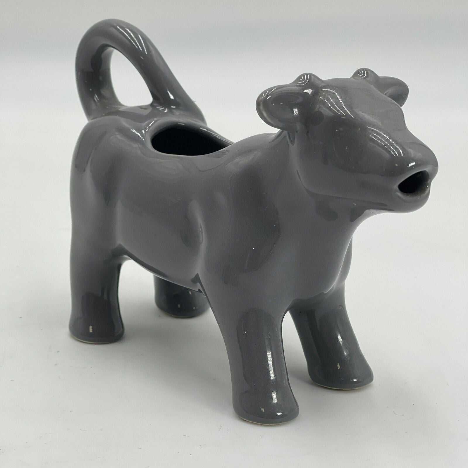 Home Ceramic Porcelain Gray Cow Milk Creamer Pitcher Stoneware Microwaveable