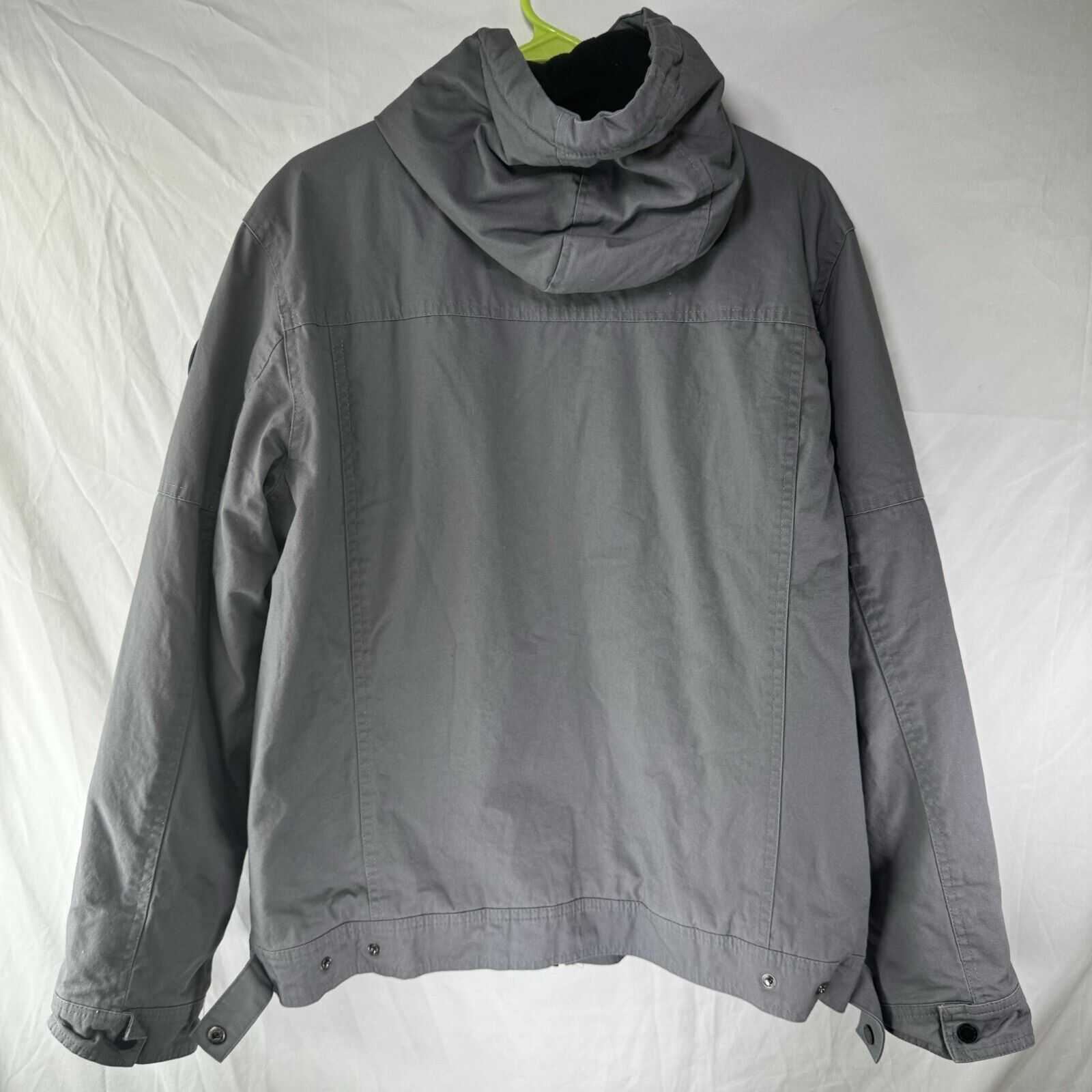 Hurley Heavyweight Hooded Fleece Lined Jacket Mens Size Large US L Gray Pockets